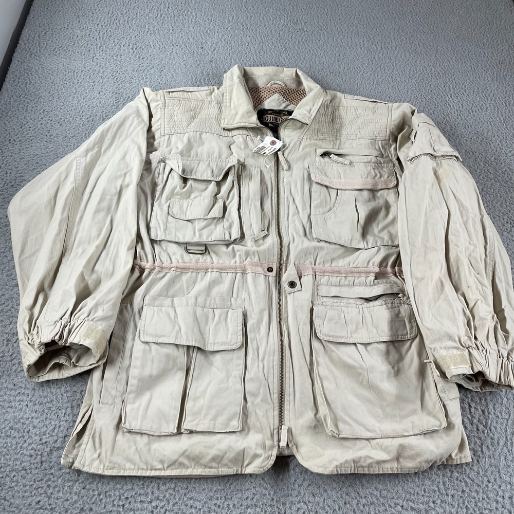 Vintage Guide Gear Hiking Jacket Tan Size Medium Techwear‎ Utility Safari Style*